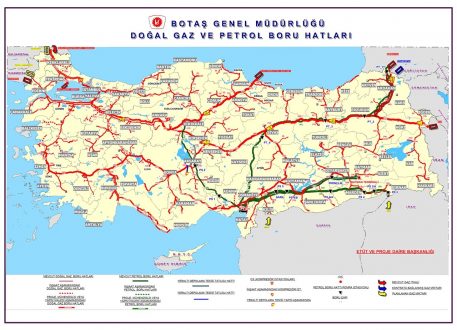 Türkiye'de Ulaşım 5 – Türkiyede doğal gaz ve petrol boru hatları haritası